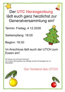 Jahreshauptversammlung / Weihnachtsfeier 2026